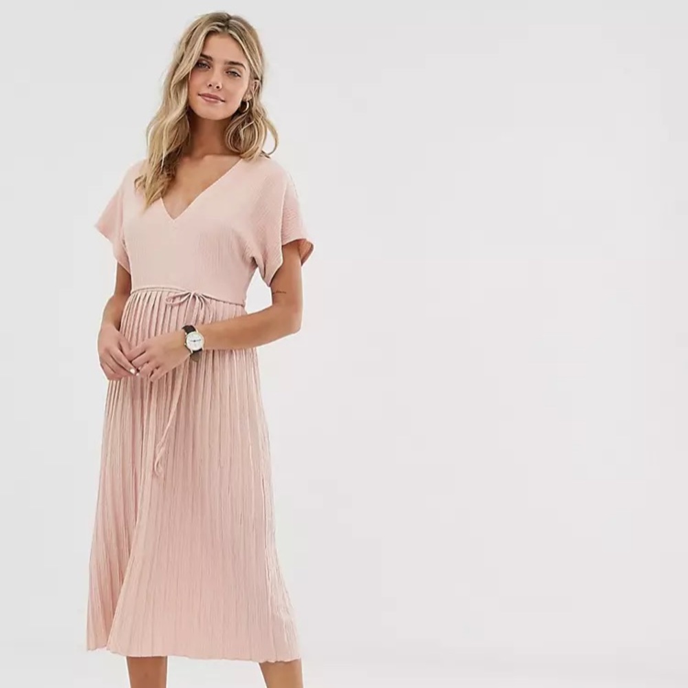 ASOS textured v neck midi skater dress